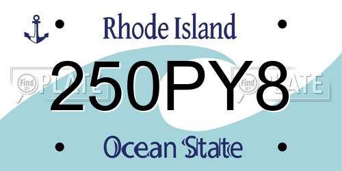 250PY8 Rhode Island License Plate