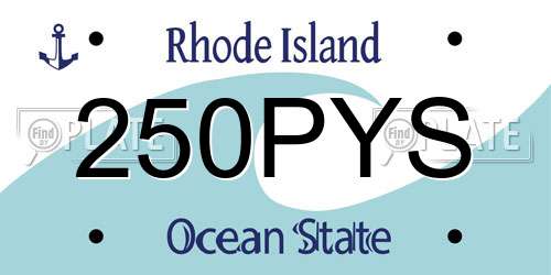 250PYS Rhode Island License Plate