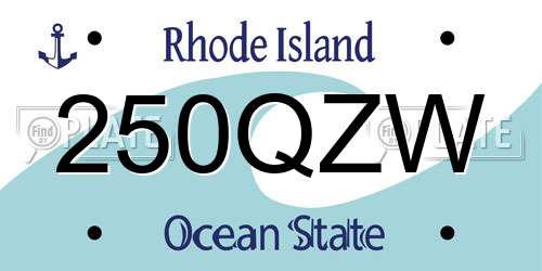 250QZW Rhode Island License Plate