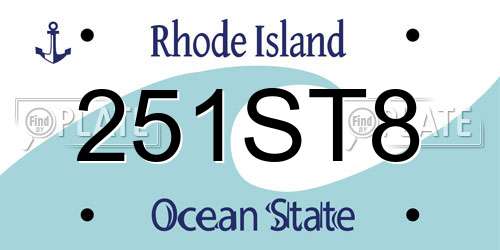 251ST8 Rhode Island License Plate