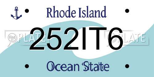 252IT6 Rhode Island License Plate