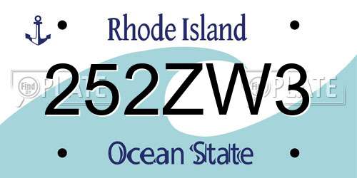 252ZW3 Rhode Island License Plate