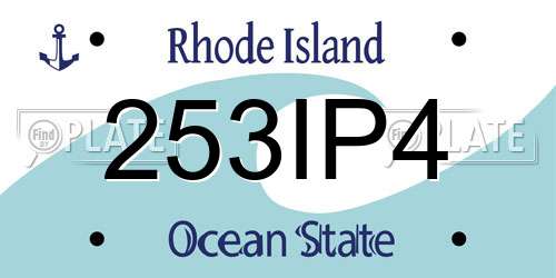 253IP4 Rhode Island License Plate