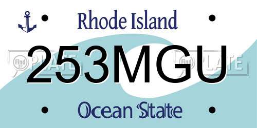 253MGU Rhode Island License Plate