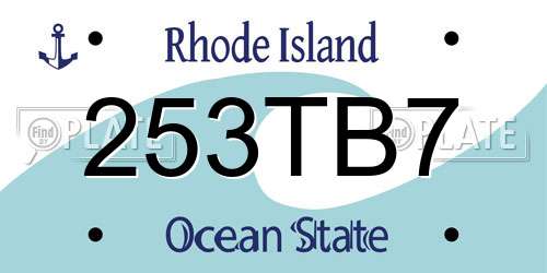 253TB7 Rhode Island License Plate