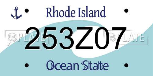 253Z07 Rhode Island License Plate