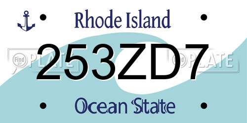 253ZD7 Rhode Island License Plate