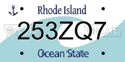 253ZQ7 Rhode Island License Plate