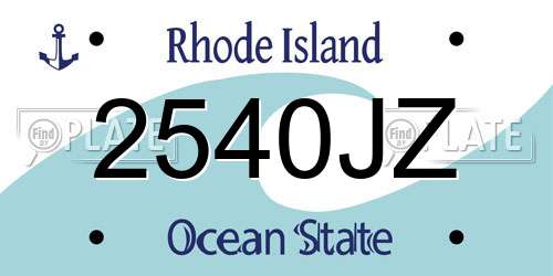 2540JZ Rhode Island License Plate