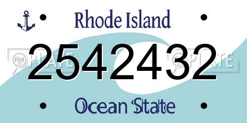 2542432 Rhode Island License Plate