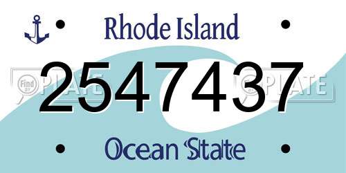 2547437 Rhode Island License Plate