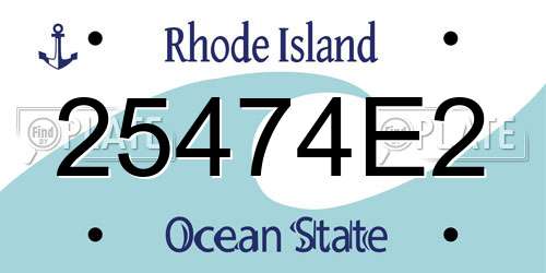 25474E2 Rhode Island License Plate