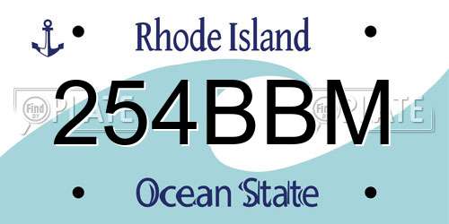 254BBM Rhode Island License Plate