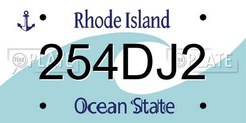 254DJ2 Rhode Island License Plate