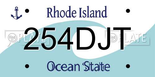 254DJT Rhode Island License Plate