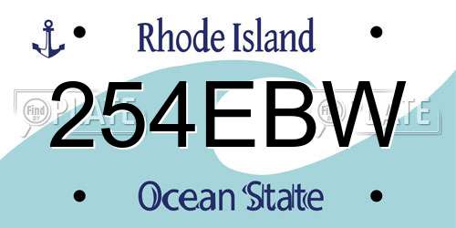 254EBW Rhode Island License Plate
