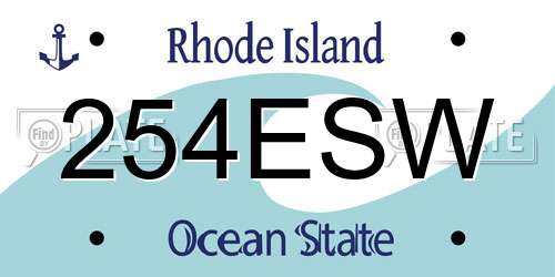 254ESW Rhode Island License Plate