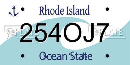 254OJ7 Rhode Island License Plate