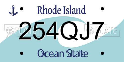 254QJ7 Rhode Island License Plate