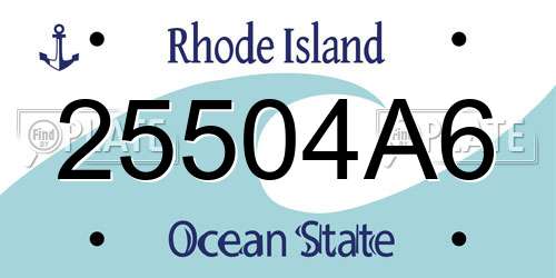 25504A6 Rhode Island License Plate