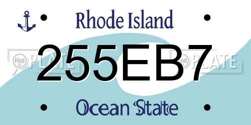 255EB7 Rhode Island License Plate