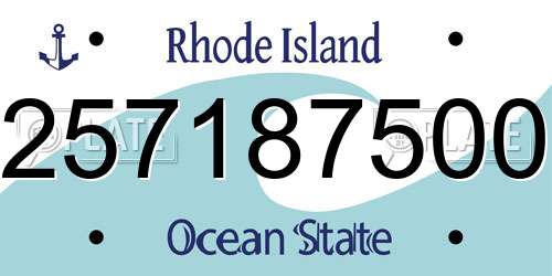 257187500 Rhode Island License Plate