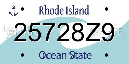 25728Z9 Rhode Island License Plate