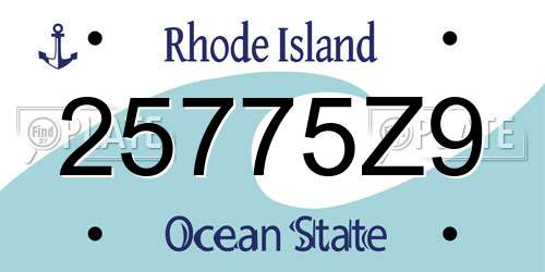 25775Z9 Rhode Island License Plate