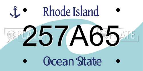 257A65 Rhode Island License Plate
