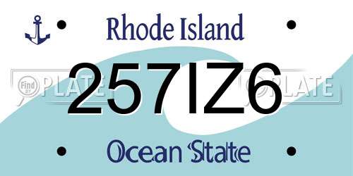 257IZ6 Rhode Island License Plate