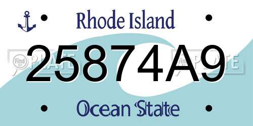 25874A9 Rhode Island License Plate