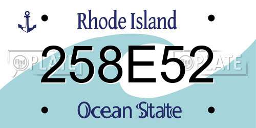 258E52 Rhode Island License Plate