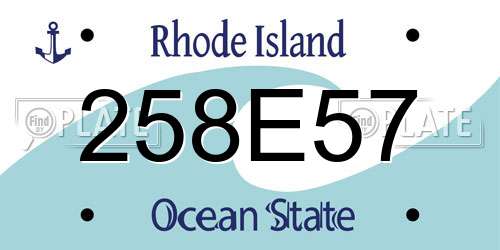 258E57 Rhode Island License Plate