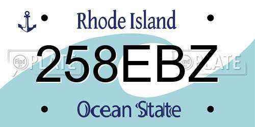 258EBZ Rhode Island License Plate