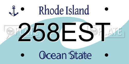 258EST Rhode Island License Plate