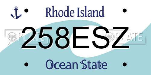 258ESZ Rhode Island License Plate