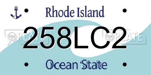 258LC2 Rhode Island License Plate