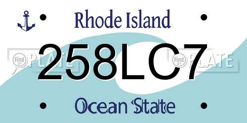 258LC7 Rhode Island License Plate