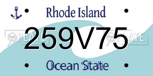 259V75 Rhode Island License Plate
