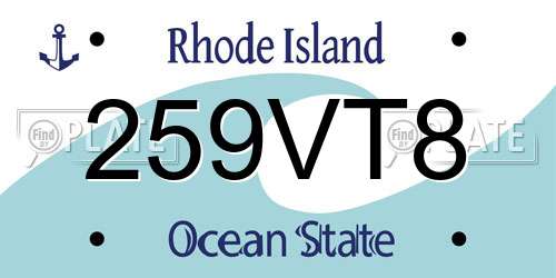 259VT8 Rhode Island License Plate