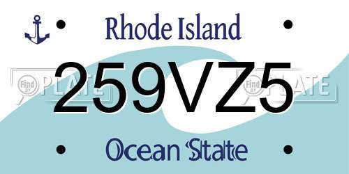 259VZ5 Rhode Island License Plate