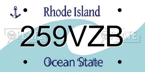 259VZB Rhode Island License Plate