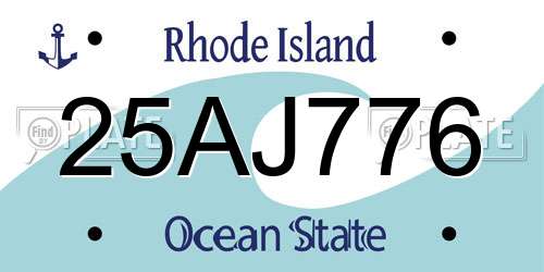 25AJ776 Rhode Island License Plate