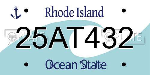 25AT432 Rhode Island License Plate