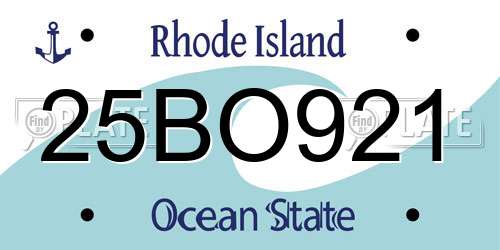 25BO921 Rhode Island License Plate
