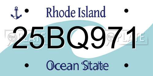 25BQ971 Rhode Island License Plate