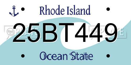 25BT449 Rhode Island License Plate