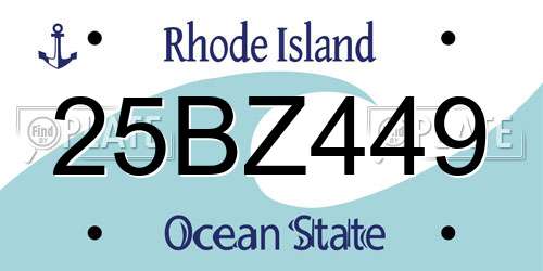 25BZ449 Rhode Island License Plate
