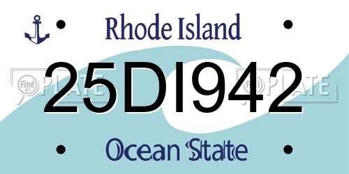 25DI942 Rhode Island License Plate