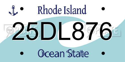 25DL876 Rhode Island License Plate